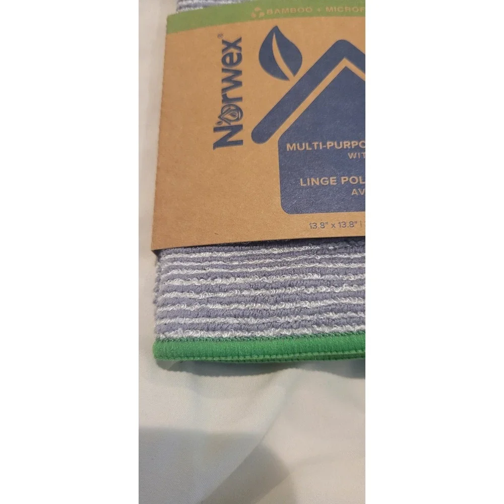 Norwex Bamboo Multipurpose Cloth, grey with green trim